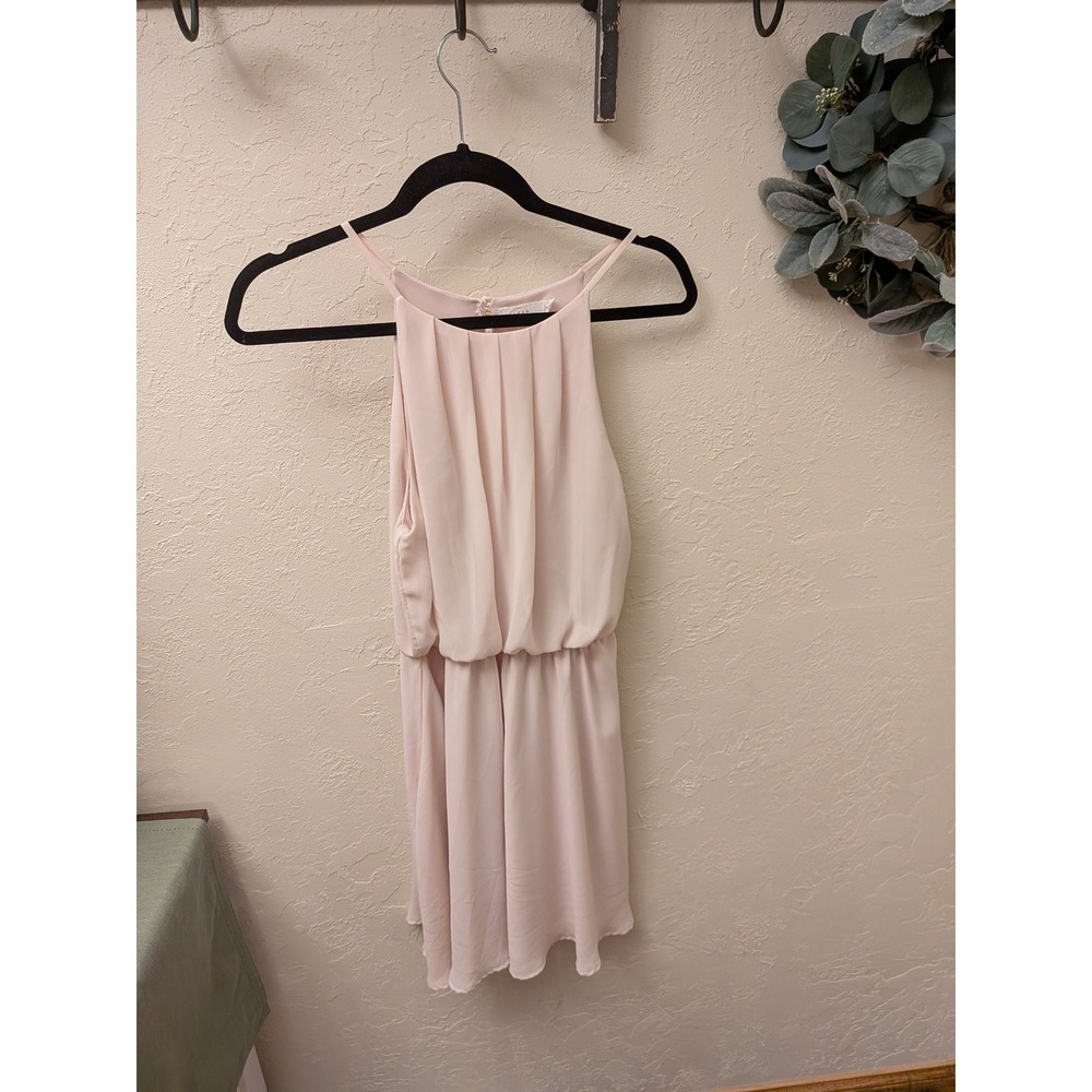 Lush Pink‎ Ruffle Neck Elastic Waist Mini Dress Women's Medium
